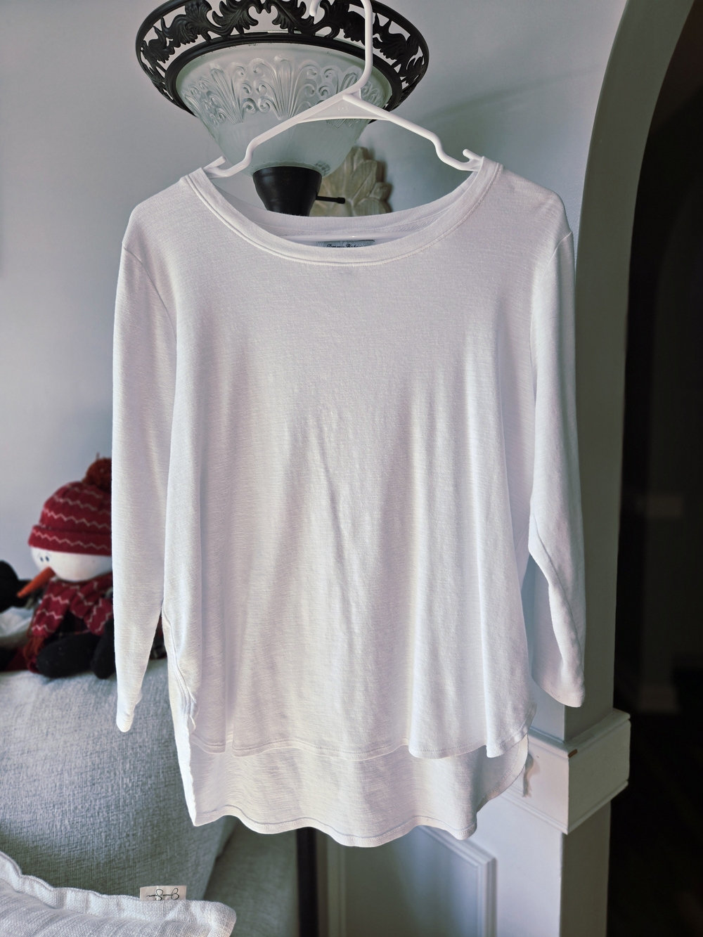 Tommy Bahama White Long-Sleeve Layered-Hem Top